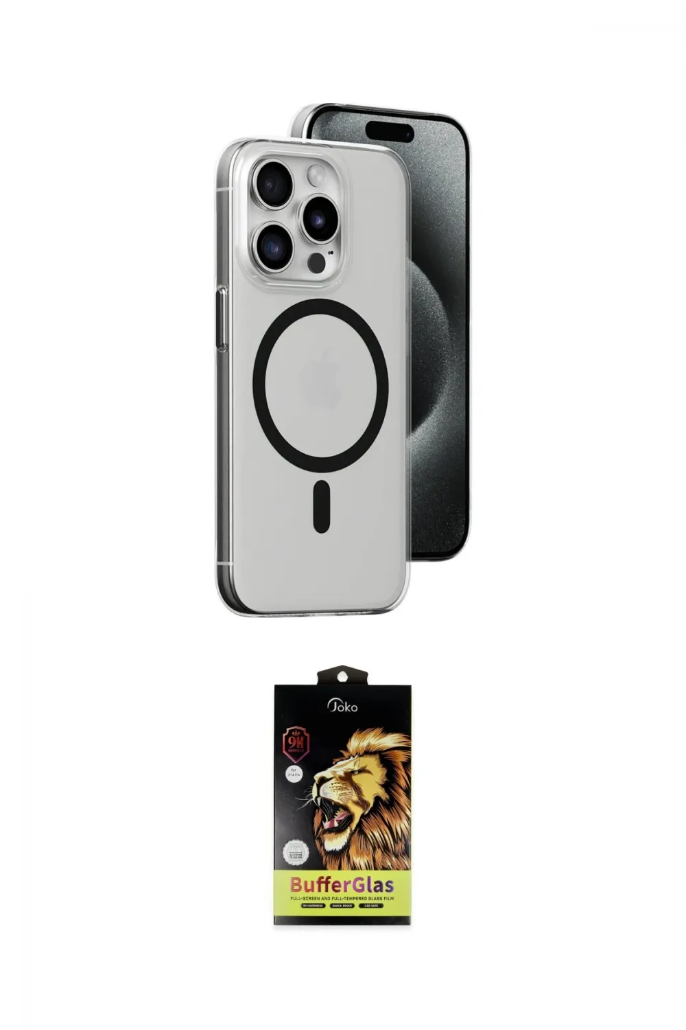 ieg™ iPhone 15 Pro Max Kılıf Odak Form Özel Seri - Siyah Buffer Cam Ekran Koruyucu