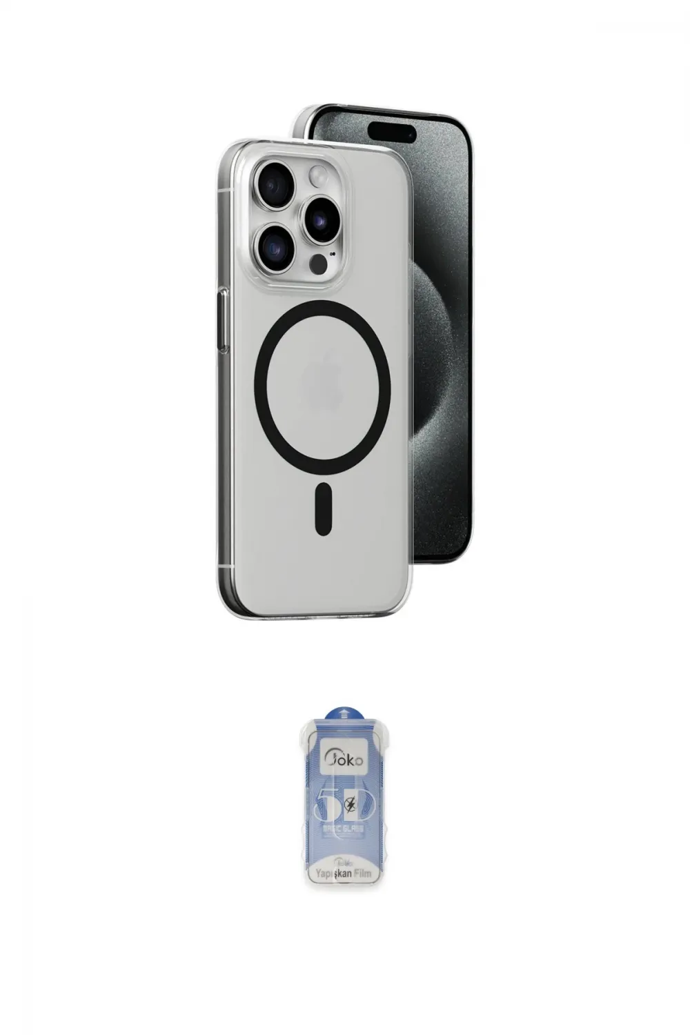 ieg™ iPhone 15 Pro Max Kılıf Odak Form Özel Seri - Siyah Joko Magic 5D Cam