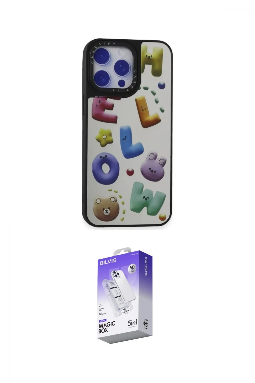 ieg™ iPhone 15 Pro Max Kılıf Odak Klasik Serisi - Siyah Bilvis 5in1 3D Magic Cam Ekran Koruyucu