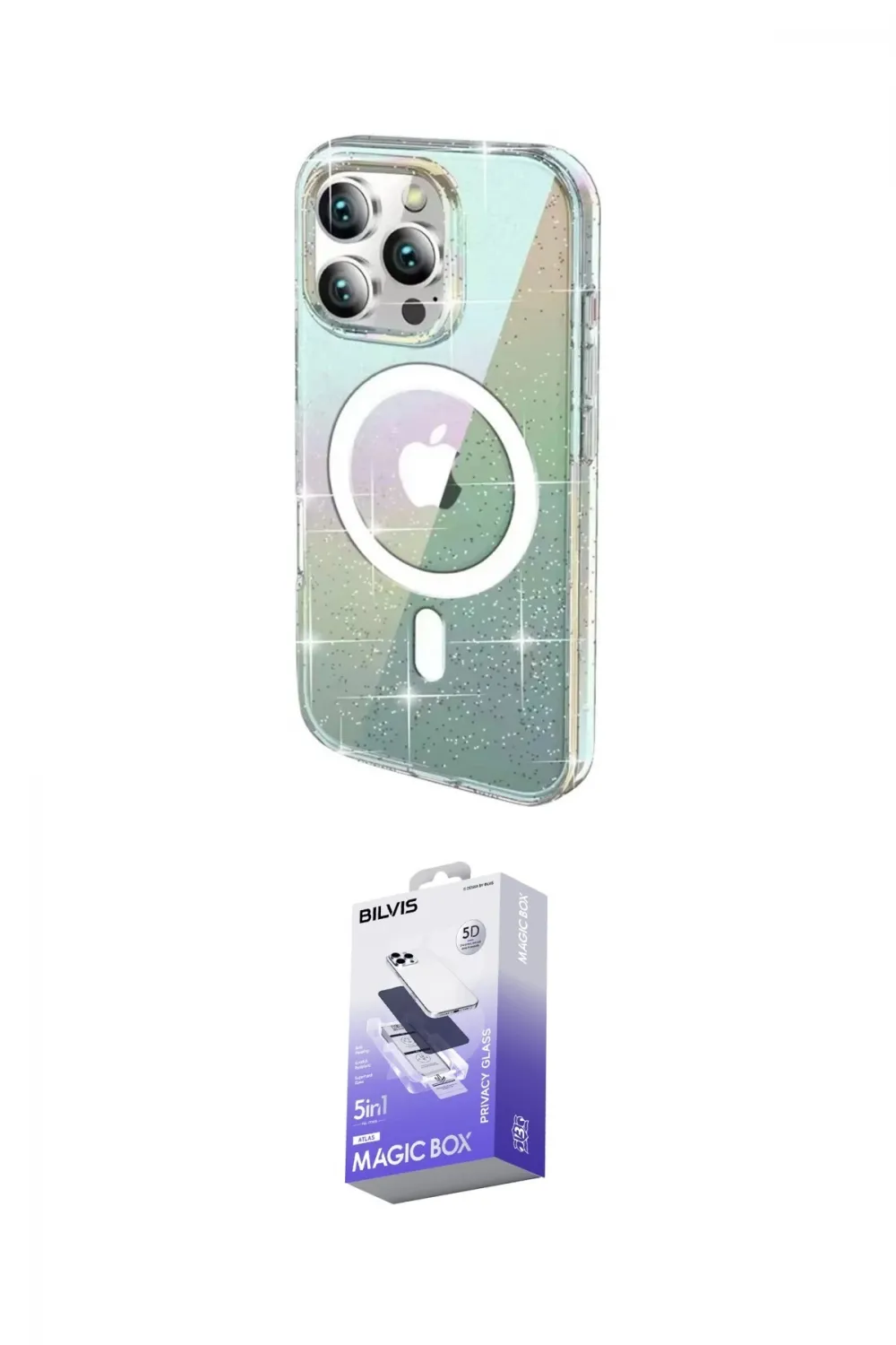 ieg™ iPhone 15 Pro Max Kılıf Odak Modern Serisi - Siyah Bilvis 5in1 5D Magic Hayalet Cam Ekran Koruyucu