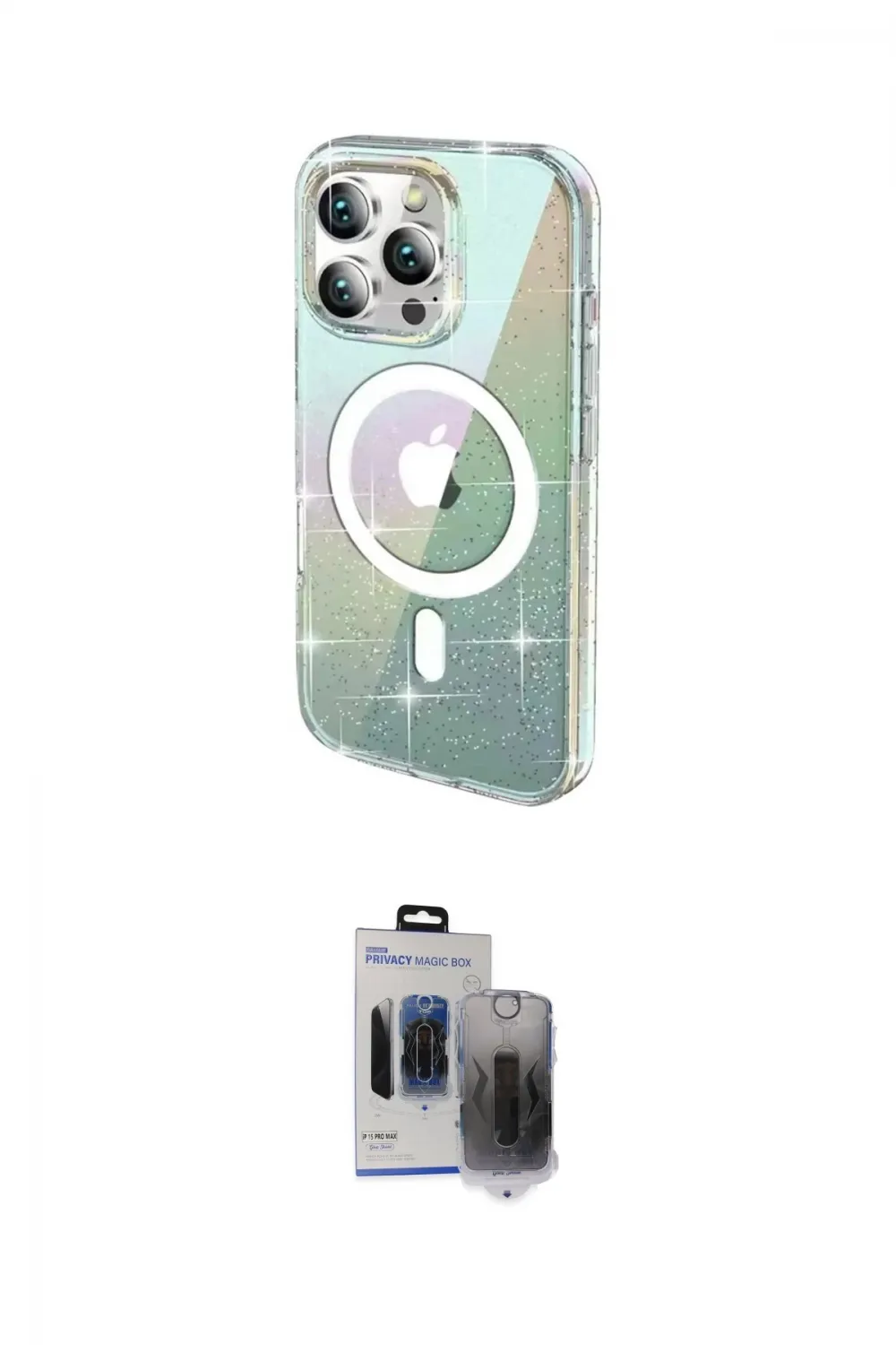 ieg™ iPhone 15 Pro Max Kılıf Odak Modern Serisi - Siyah Vanessa Magic Hayalet Cam