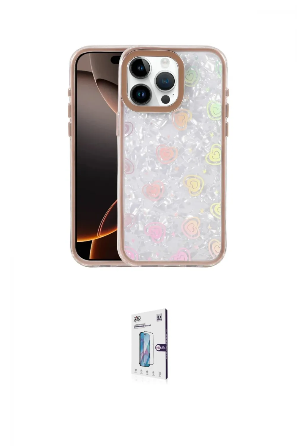 ieg™ iPhone 15 Pro Max Kılıf Odak Prime - Siyah Bilvis 0.18mm Plus Cam Ekran Koruyucu