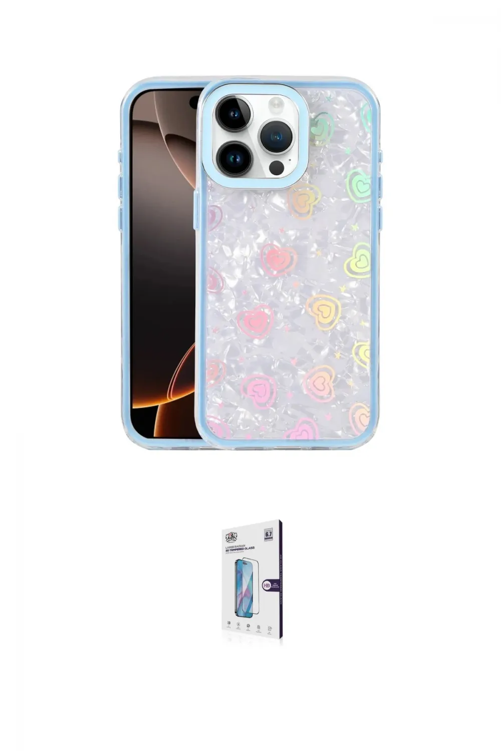 ieg™ iPhone 15 Pro Max Kılıf Odak Prime - Siyah Bilvis 0.18mm Plus Cam Ekran Koruyucu