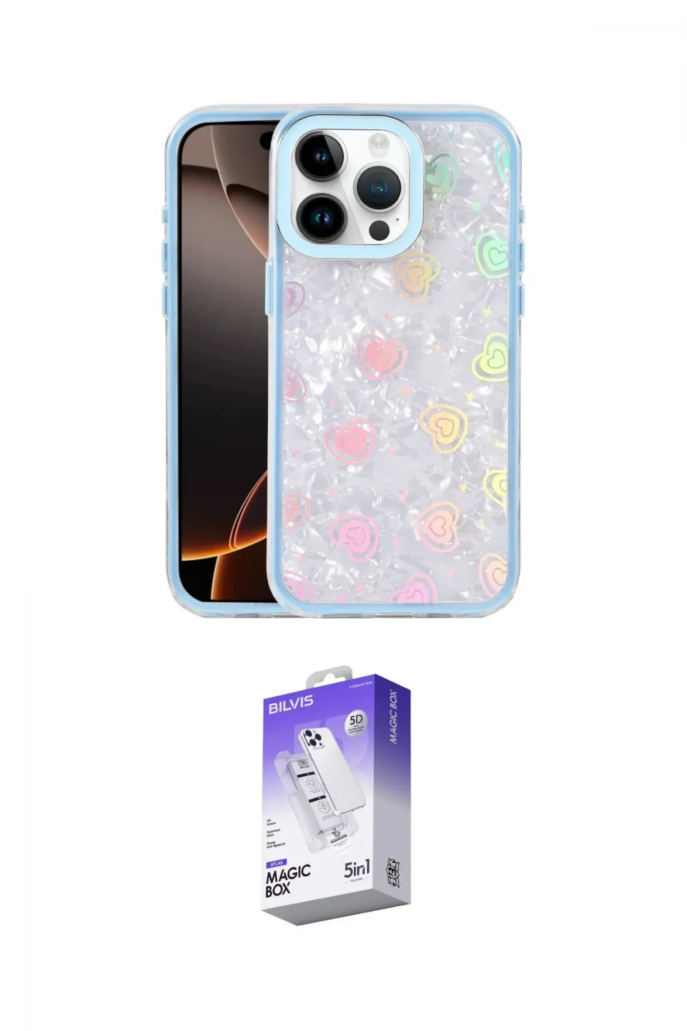 ieg™ iPhone 15 Pro Max Kılıf Odak Prime - Siyah Bilvis 5in1 3D Magic Cam Ekran Koruyucu