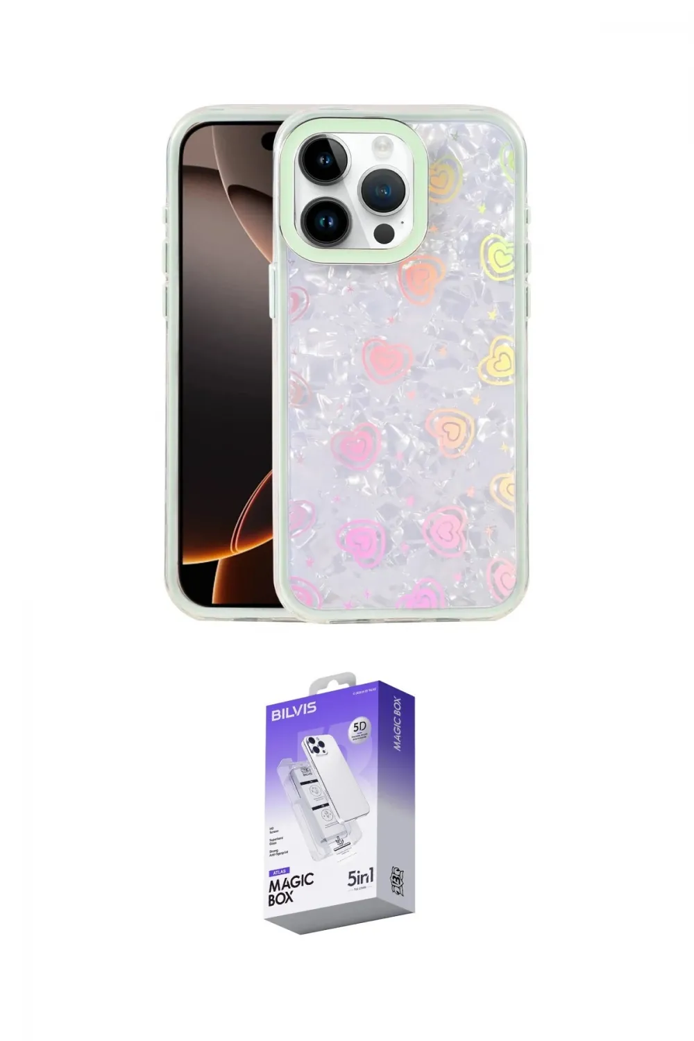 ieg™ iPhone 15 Pro Max Kılıf Odak Prime - Siyah Bilvis 5in1 3D Magic Cam Ekran Koruyucu