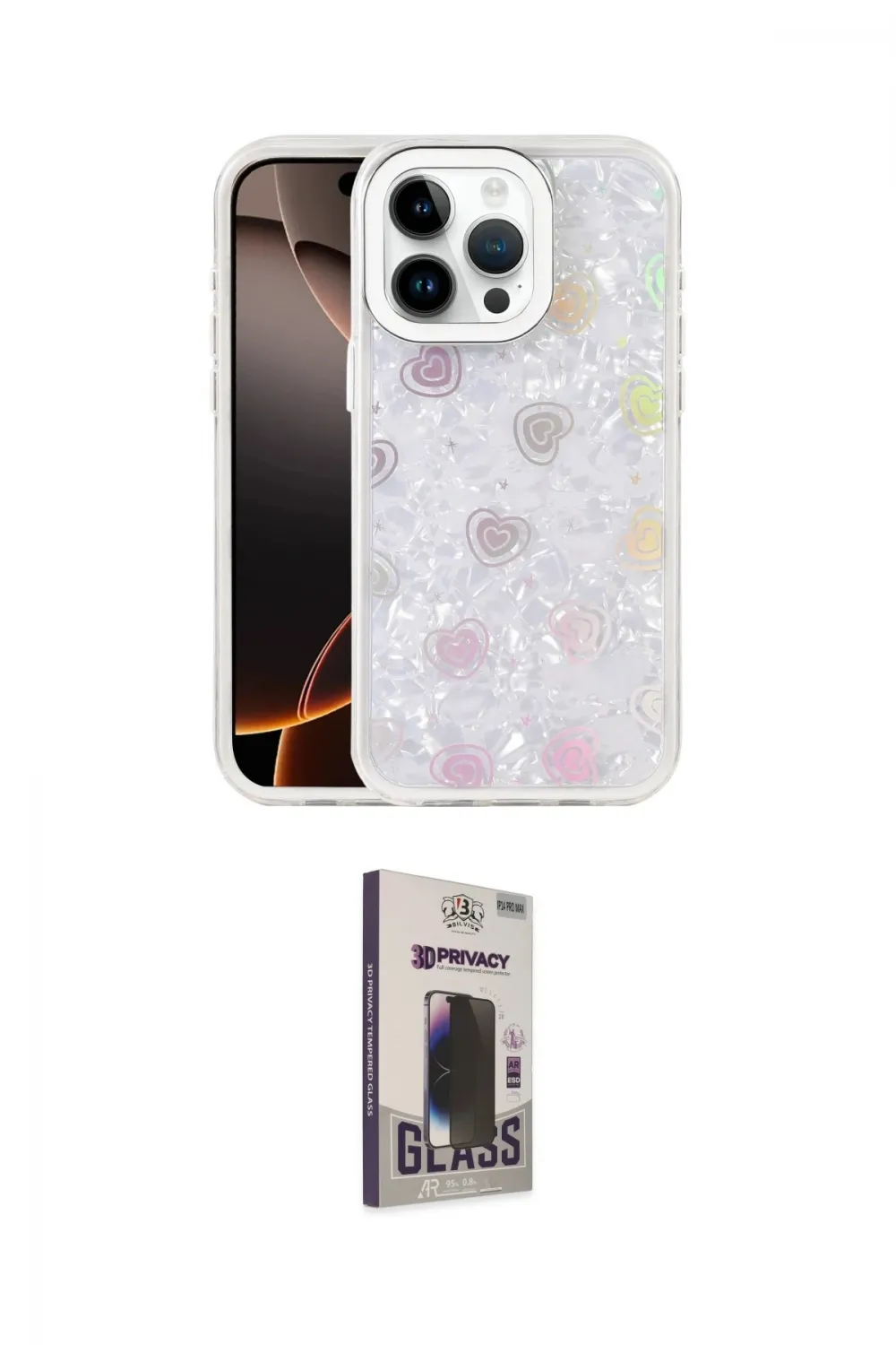ieg™ iPhone 15 Pro Max Kılıf Odak Prime - Siyah Bilvis Hayalet Cam Ekran Koruyucu
