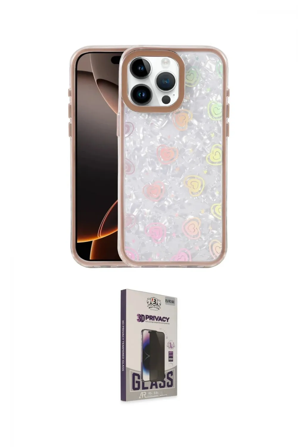 ieg™ iPhone 15 Pro Max Kılıf Odak Prime - Siyah Bilvis Hayalet Cam Ekran Koruyucu