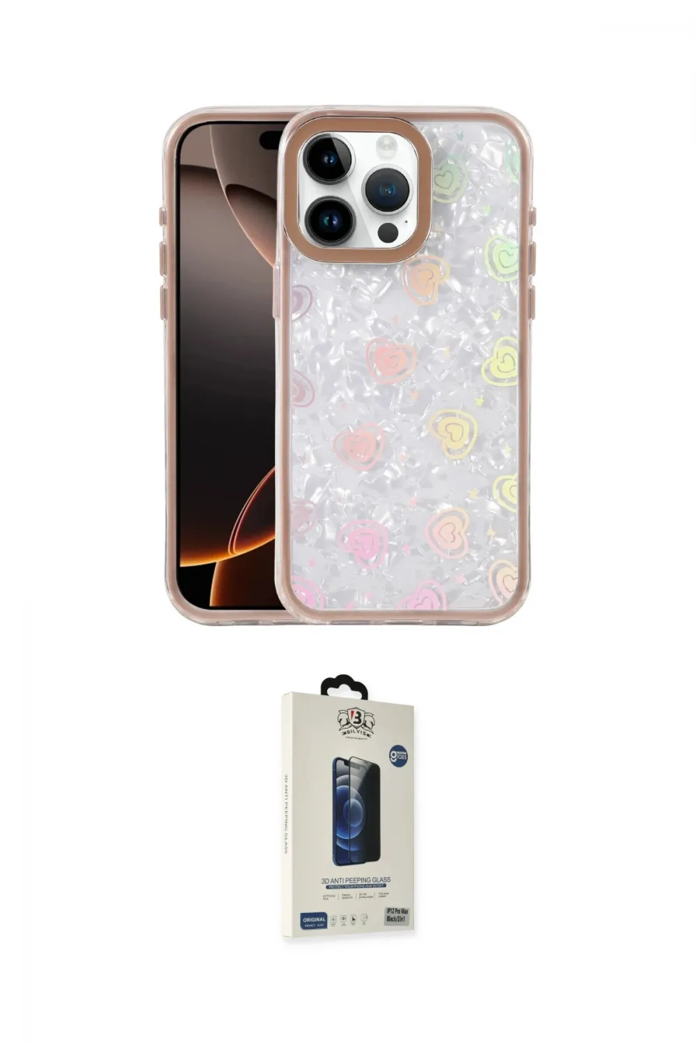 ieg™ iPhone 15 Pro Max Kılıf Odak Prime - Siyah Bilvis Hayalet Cam Ekran Koruyucu