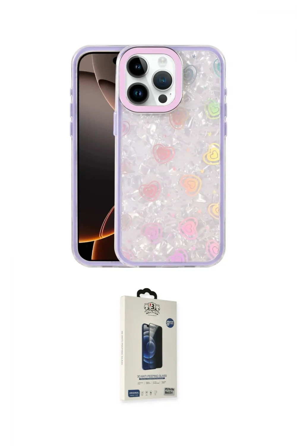 ieg™ iPhone 15 Pro Max Kılıf Odak Prime - Siyah Bilvis Hayalet Cam Ekran Koruyucu