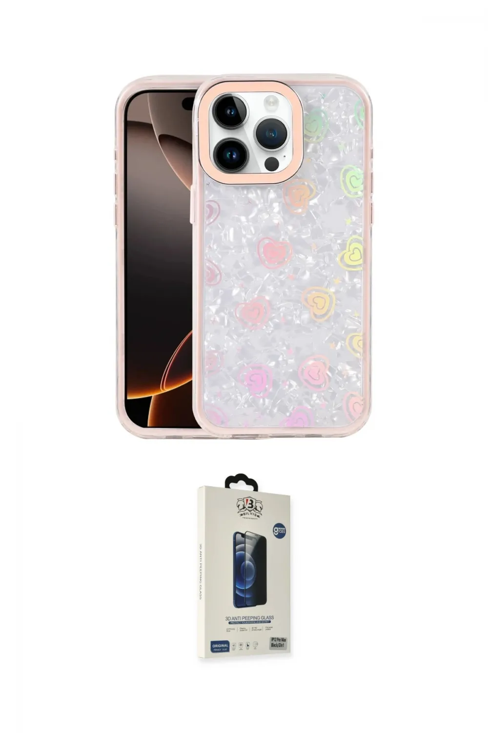 ieg™ iPhone 15 Pro Max Kılıf Odak Prime - Siyah Bilvis Hayalet Cam Ekran Koruyucu
