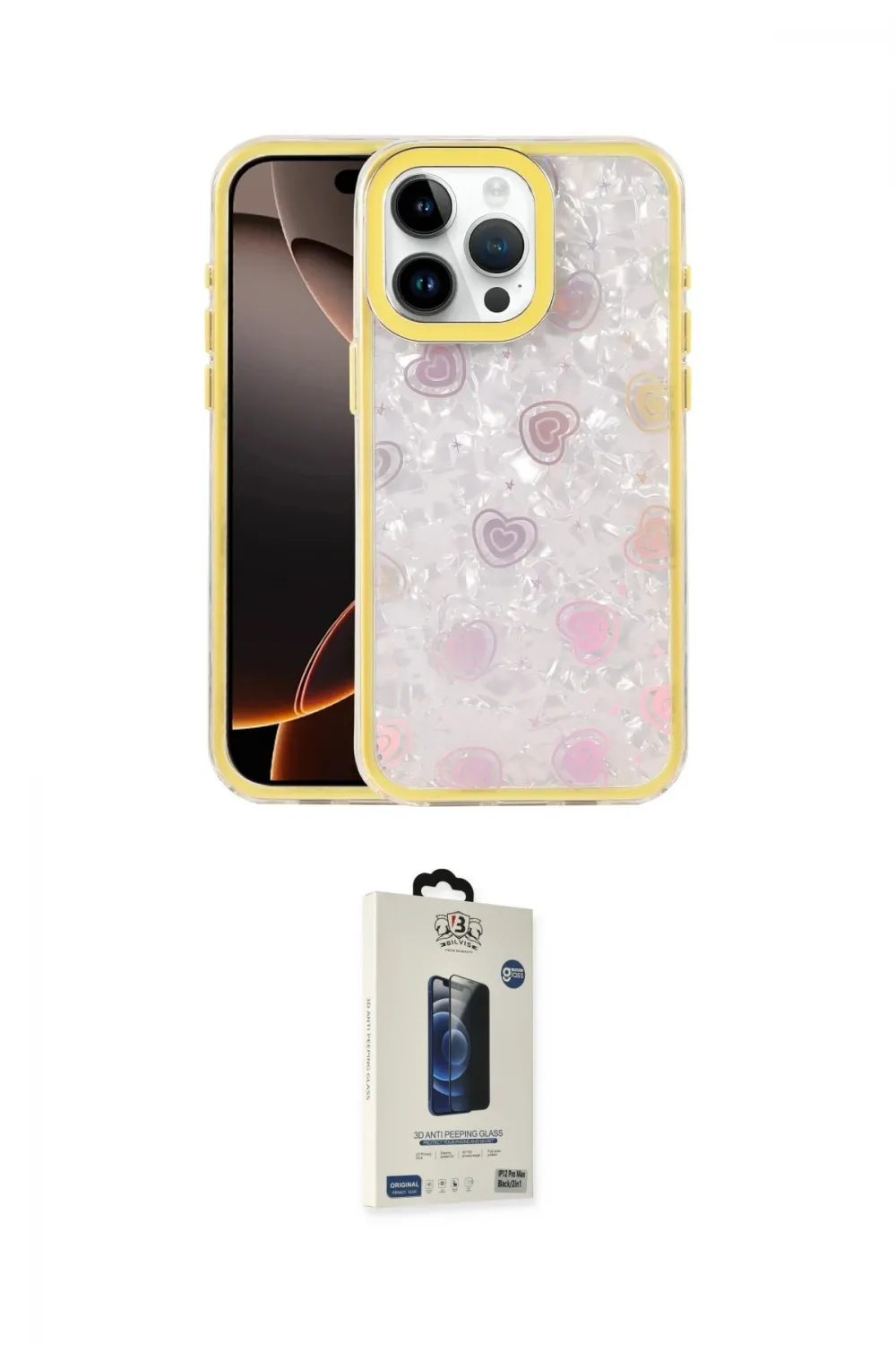 ieg™ iPhone 15 Pro Max Kılıf Odak Prime - Siyah Bilvis Hayalet Cam Ekran Koruyucu