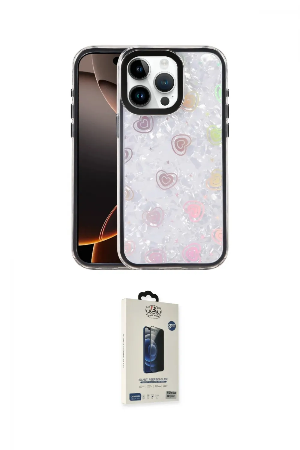 ieg™ iPhone 15 Pro Max Kılıf Odak Prime - Siyah Bilvis Hayalet Cam Ekran Koruyucu