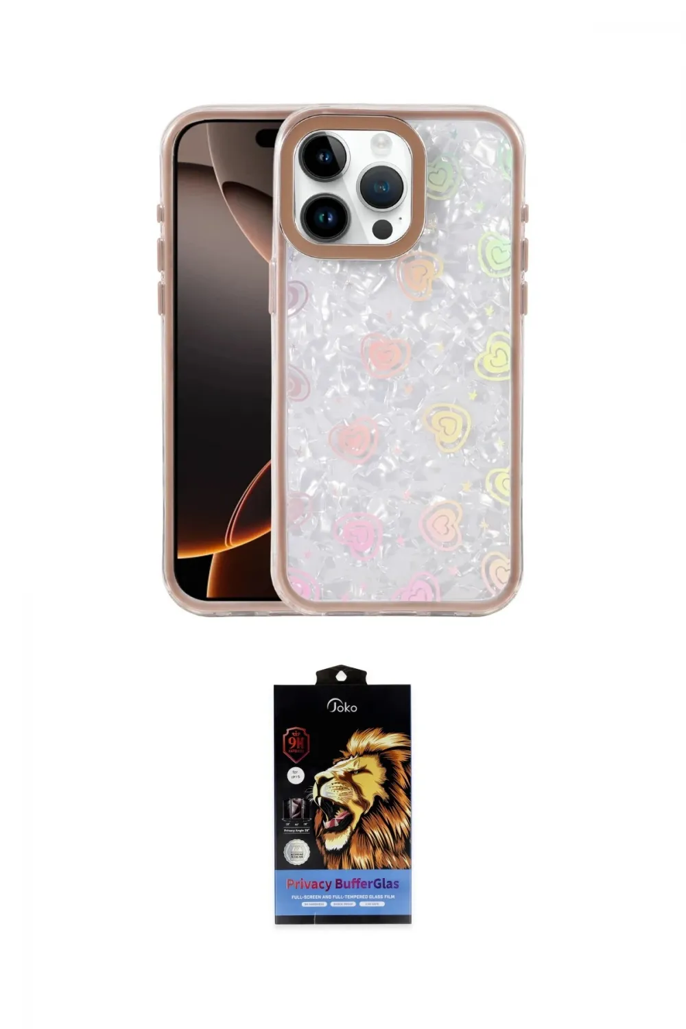 ieg™ iPhone 15 Pro Max Kılıf Odak Prime - Siyah Buffer Hayalet Cam Ekran Koruyucu