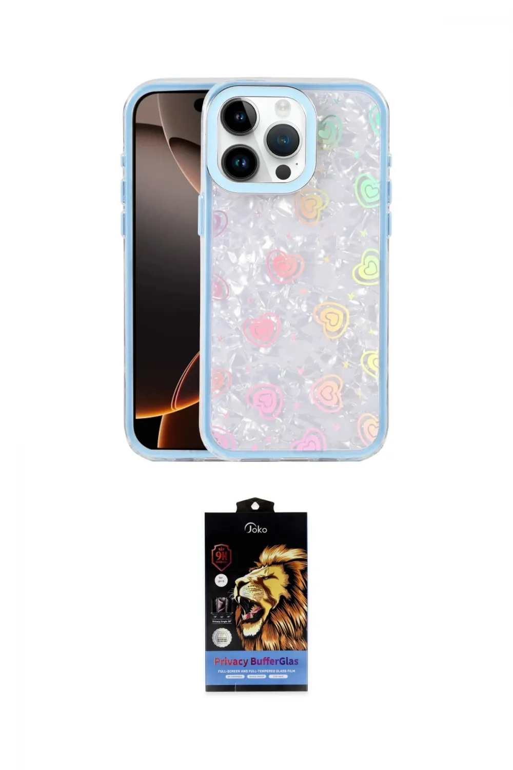 ieg™ iPhone 15 Pro Max Kılıf Odak Prime - Siyah Buffer Hayalet Cam Ekran Koruyucu