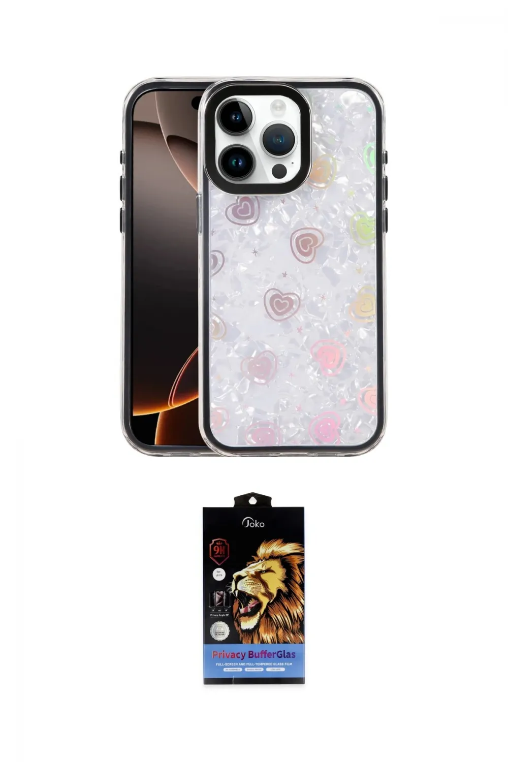 ieg™ iPhone 15 Pro Max Kılıf Odak Prime - Siyah Buffer Hayalet Cam Ekran Koruyucu