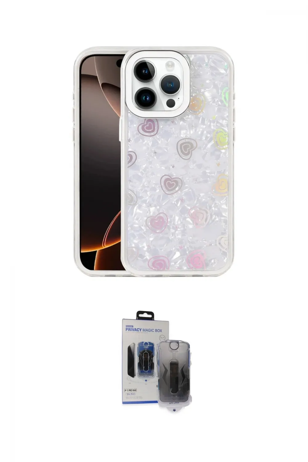 ieg™ iPhone 15 Pro Max Kılıf Odak Prime - Siyah Vanessa Magic Hayalet Cam