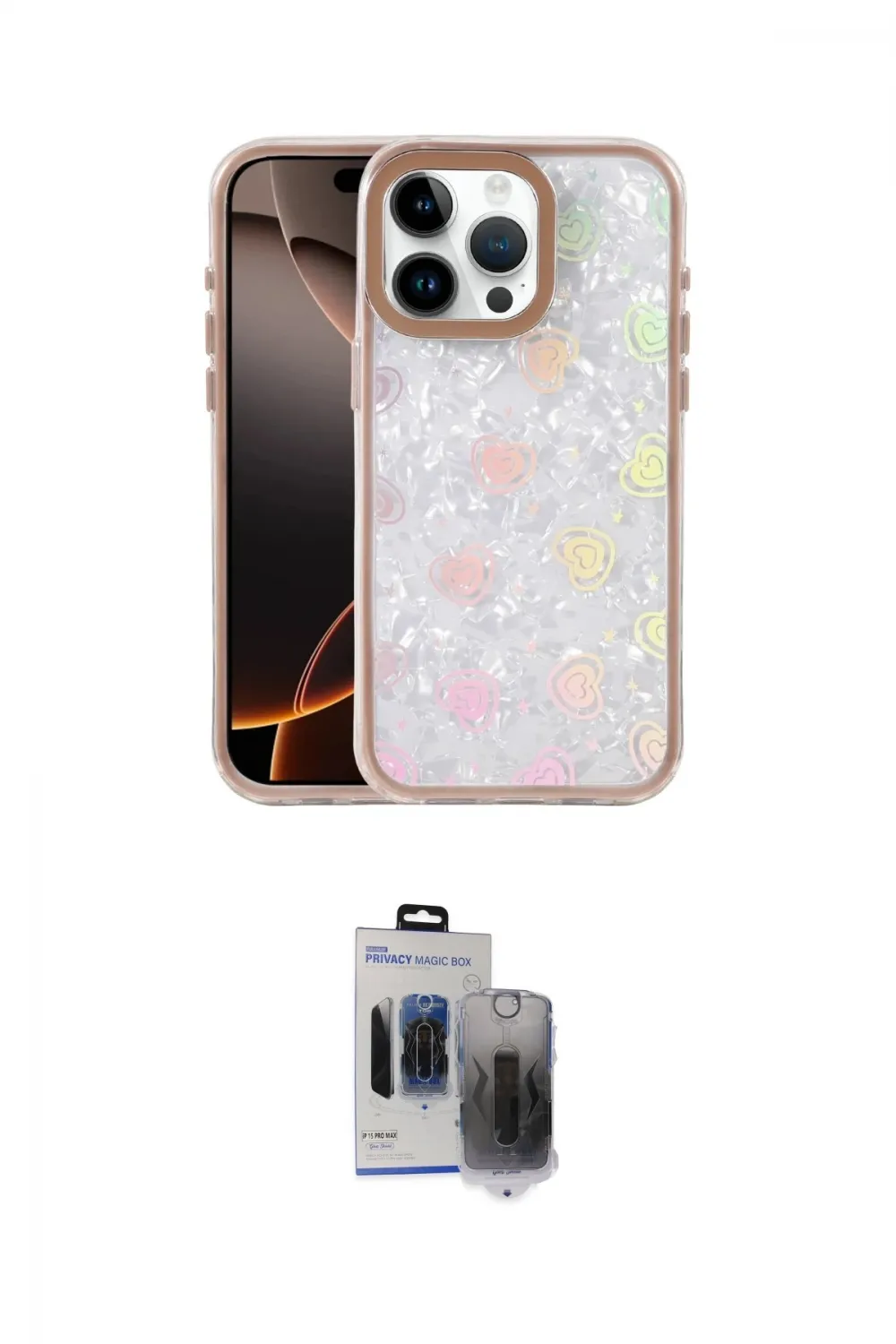 ieg™ iPhone 15 Pro Max Kılıf Odak Prime - Siyah Vanessa Magic Hayalet Cam