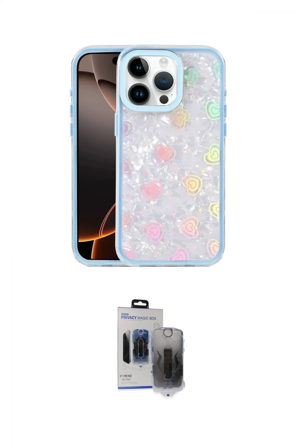 ieg™ iPhone 15 Pro Max Kılıf Odak Prime - Siyah Vanessa Magic Hayalet Cam