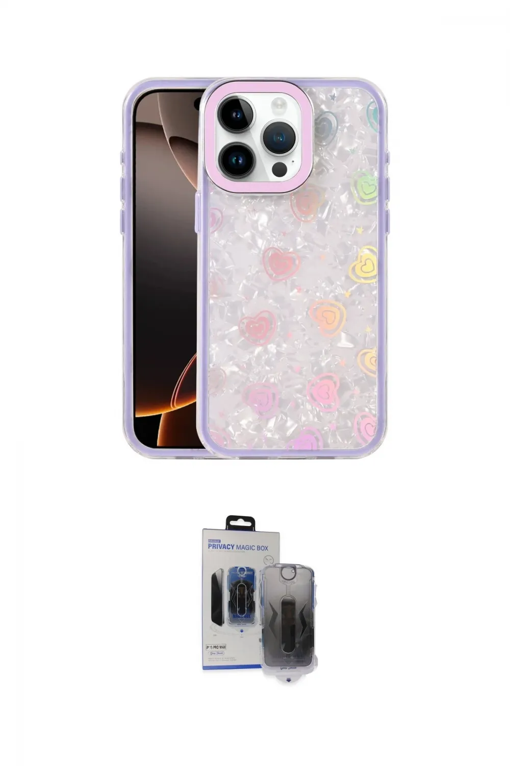 ieg™ iPhone 15 Pro Max Kılıf Odak Prime - Siyah Vanessa Magic Hayalet Cam