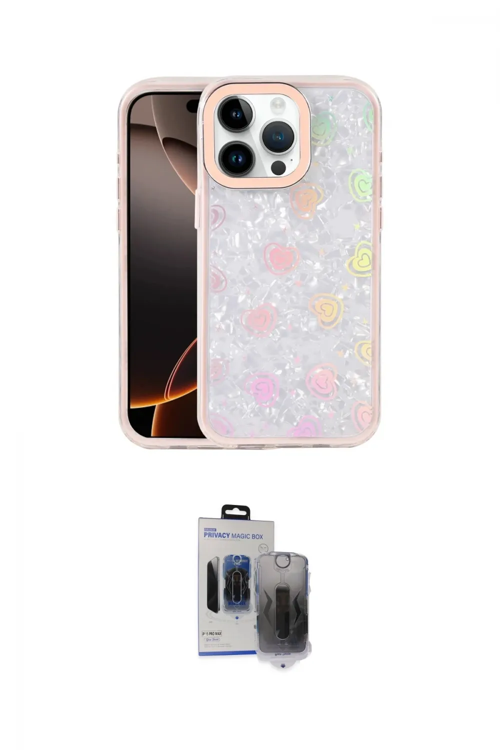 ieg™ iPhone 15 Pro Max Kılıf Odak Prime - Siyah Vanessa Magic Hayalet Cam