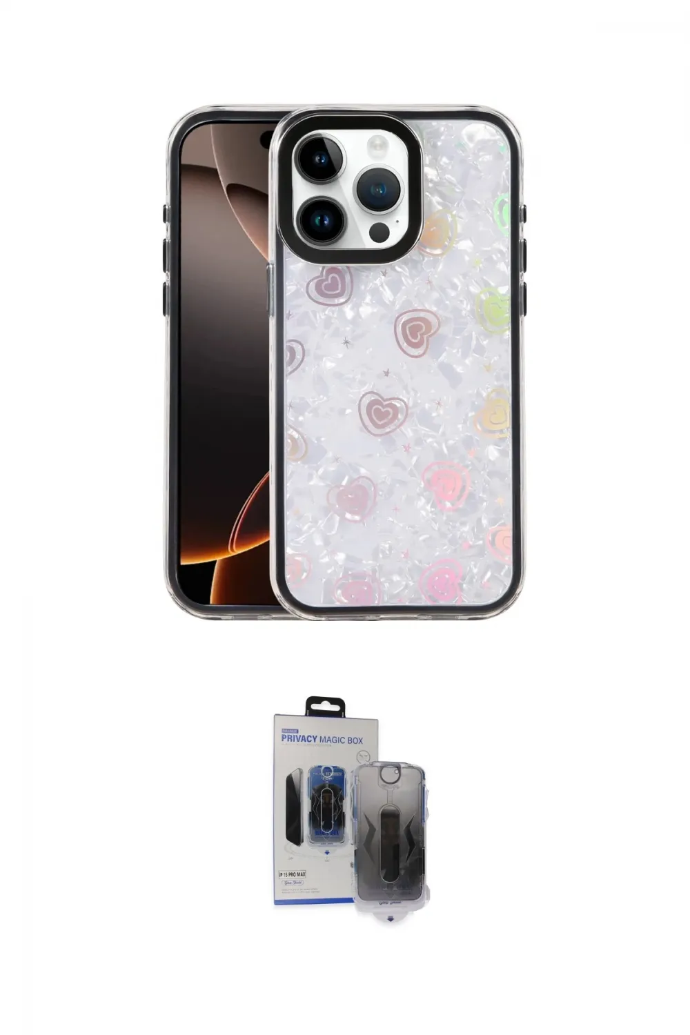 ieg™ iPhone 15 Pro Max Kılıf Odak Prime - Siyah Vanessa Magic Hayalet Cam