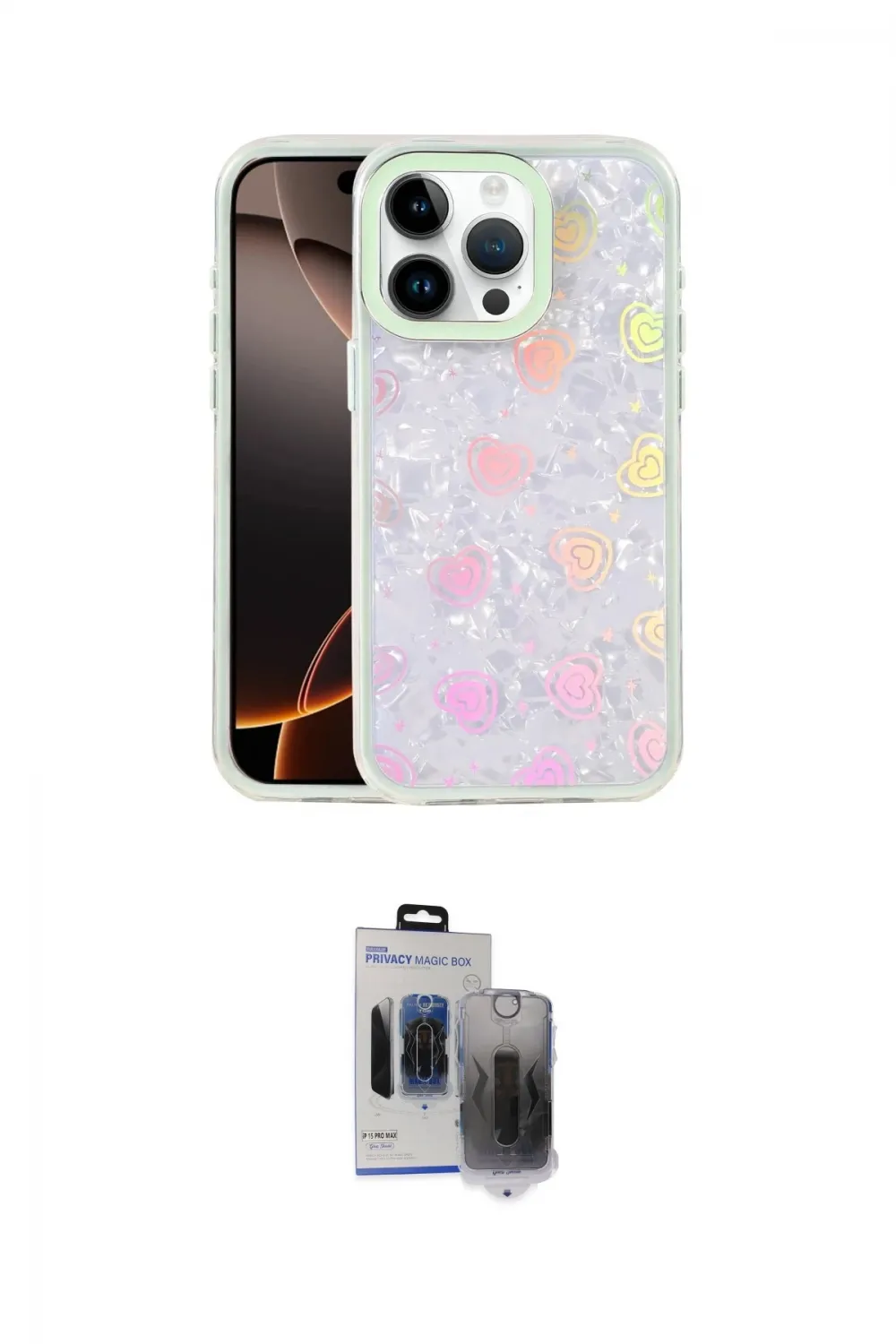 ieg™ iPhone 15 Pro Max Kılıf Odak Prime - Siyah Vanessa Magic Hayalet Cam