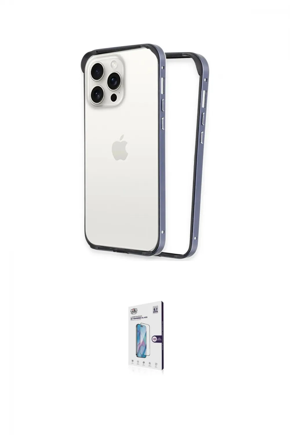 ieg™ iPhone 15 Pro Max Kılıf Pusula Asil Koleksiyonu - Siyah Bilvis 0.18mm Plus Cam Ekran Koruyucu