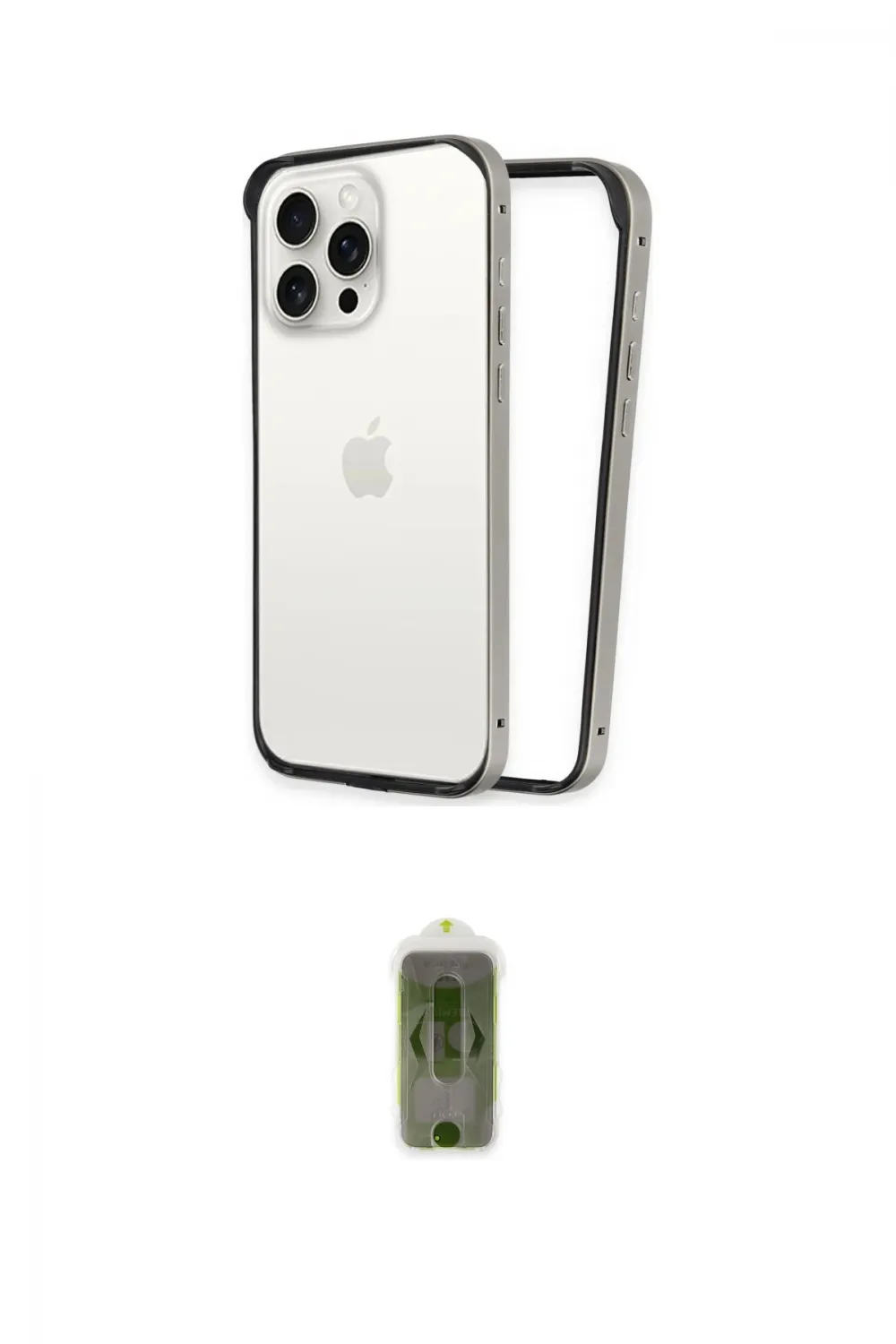 ieg™ iPhone 15 Pro Max Kılıf Pusula Asil Koleksiyonu - Siyah Joko Magic 5D Hayalet Cam