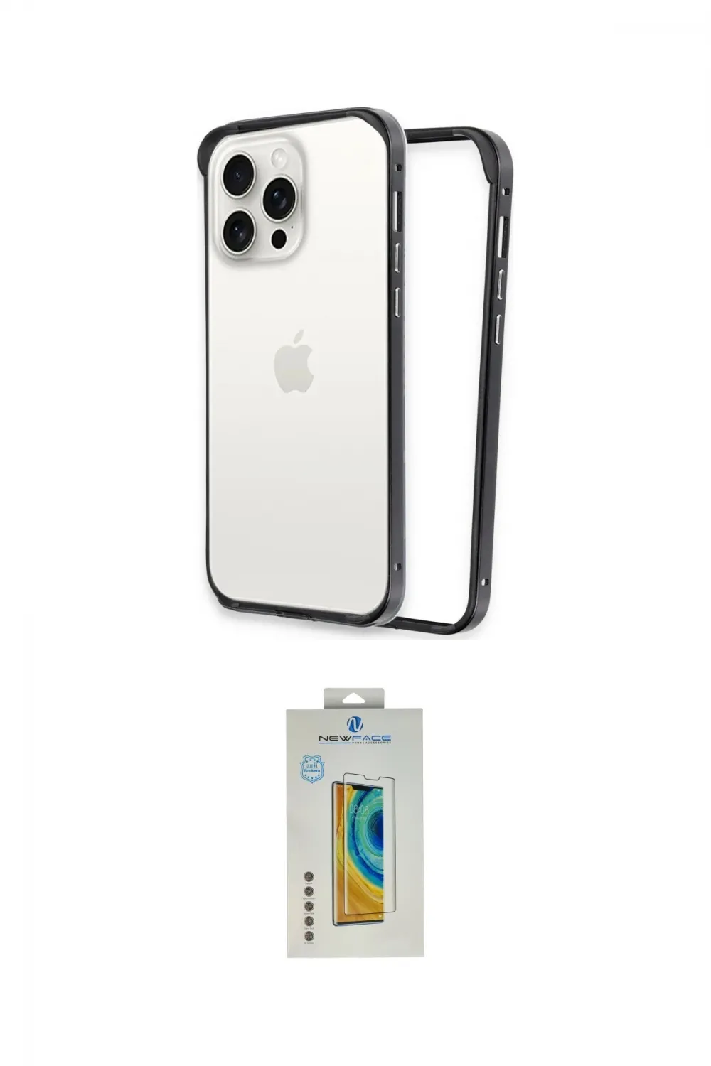 ieg™ iPhone 15 Pro Max Kılıf Pusula Asil Koleksiyonu - Siyah Polymer Nano Ekran Koruyucu