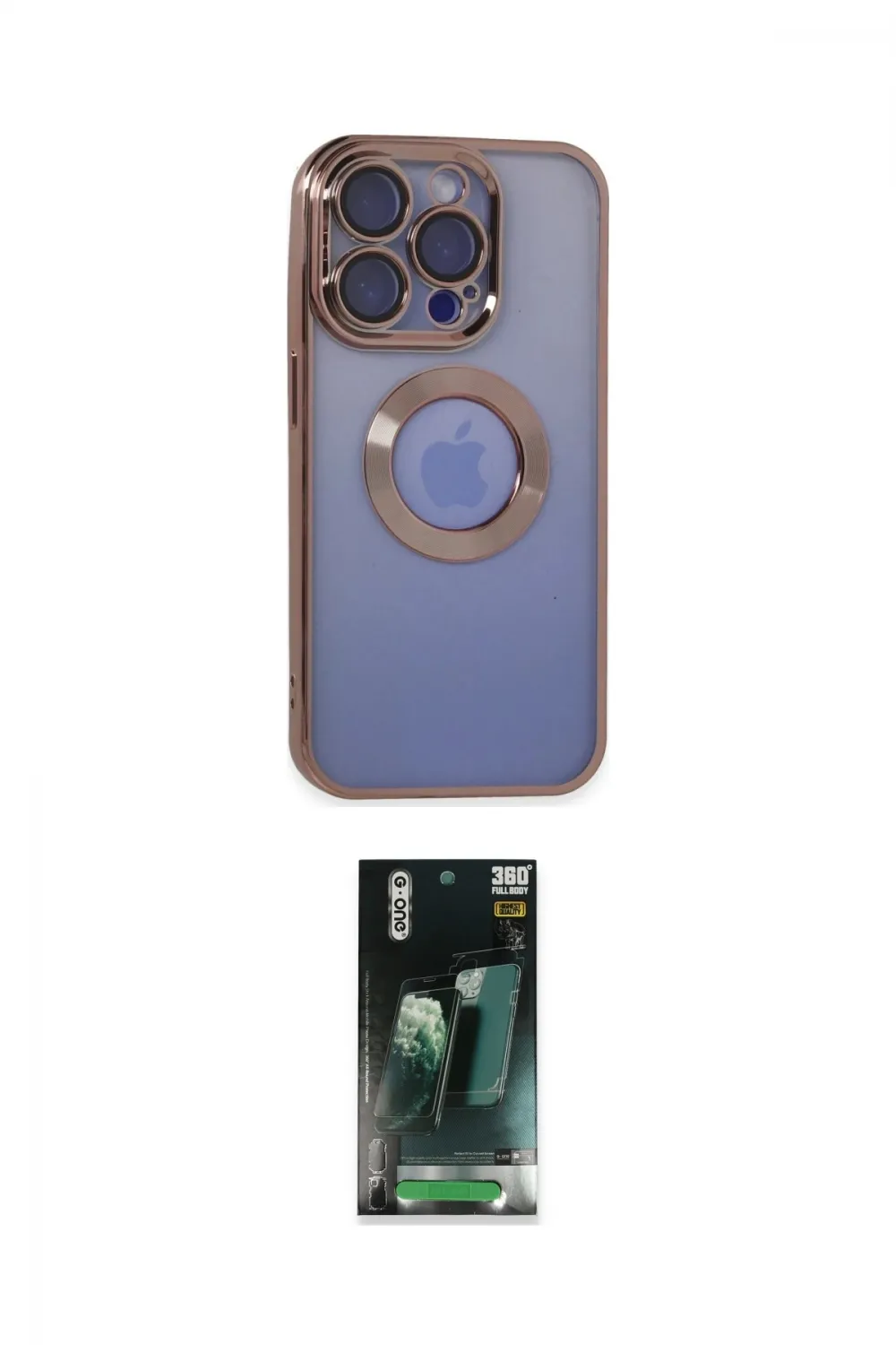 ieg™ iPhone 15 Pro Max Kılıf Pusula Form - Şeffaf 360 Full Body Arka Koruyucu