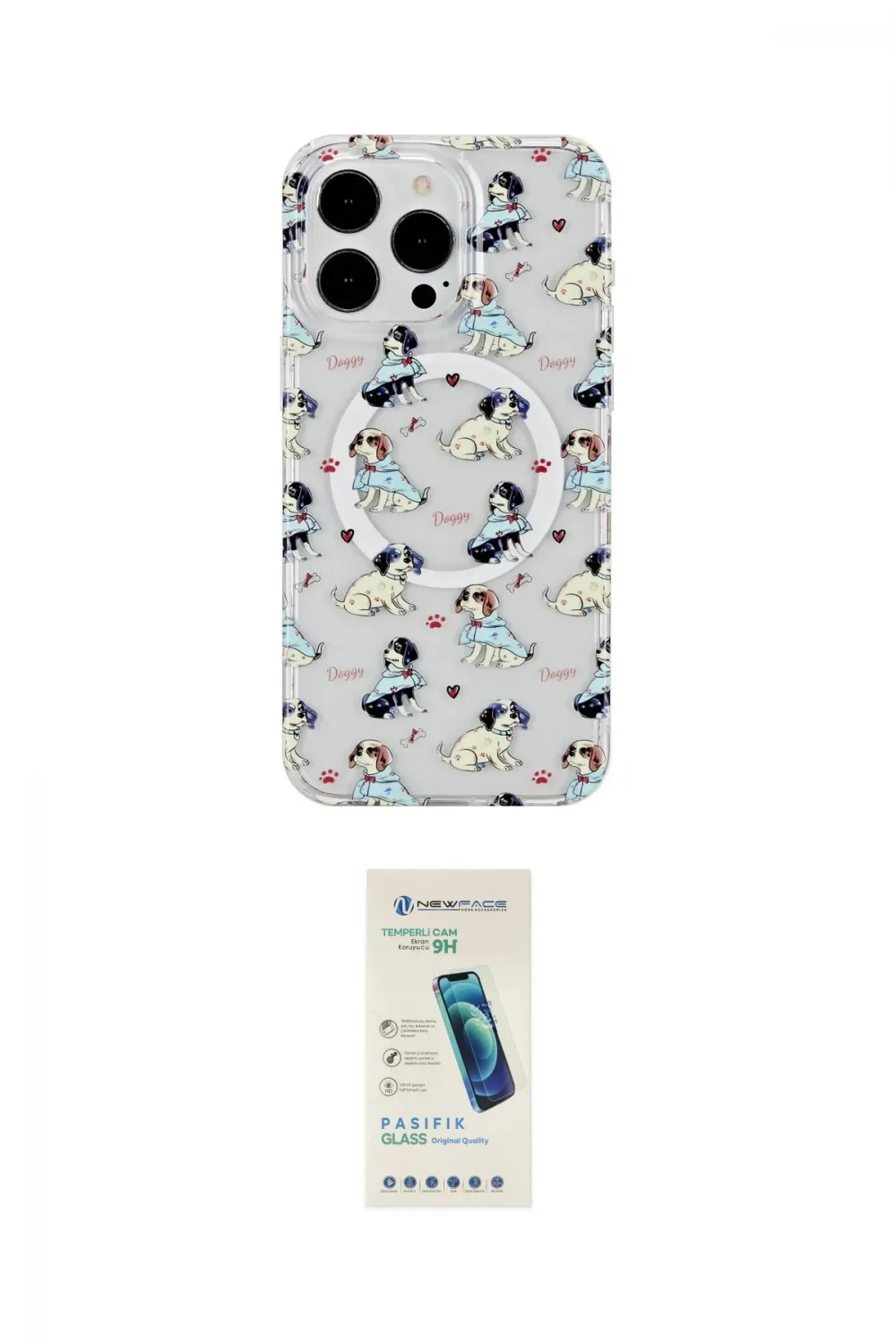 ieg™ iPhone 15 Pro Max Kılıf Pusula Form - Şeffaf Pasifik Cam Ekran Koruyucu