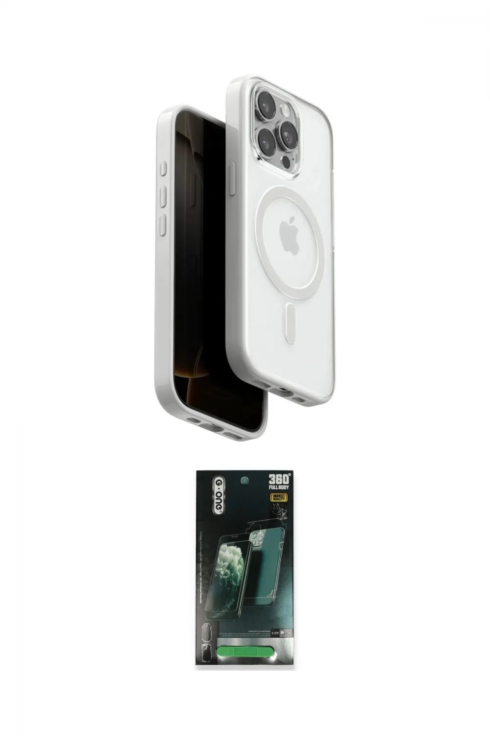 ieg™ iPhone 15 Pro Max Kılıf Pusula Form Serisi - Siyah 360 Mat Full Body Arka Koruyucu