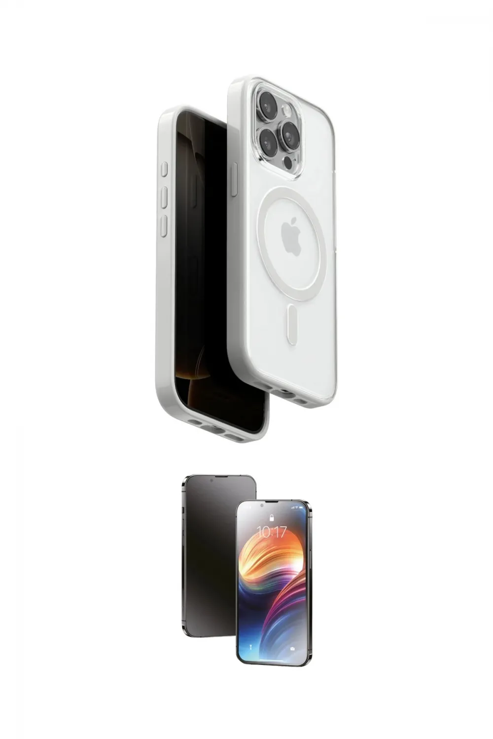 ieg™ iPhone 15 Pro Max Kılıf Pusula Form Serisi - Siyah 3D Antistatik Mat Seramik Nano Ekran Koruyucu