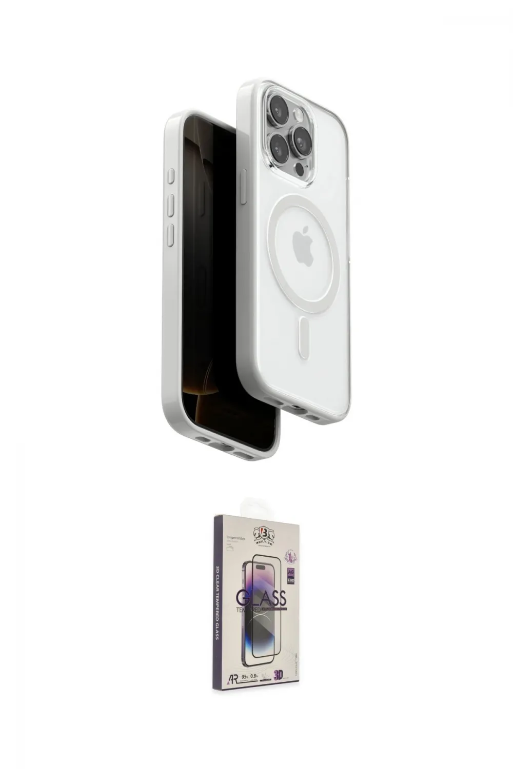 ieg™ iPhone 15 Pro Max Kılıf Pusula Form Serisi - Siyah Bilvis 3D Cam Ekran Koruyucu