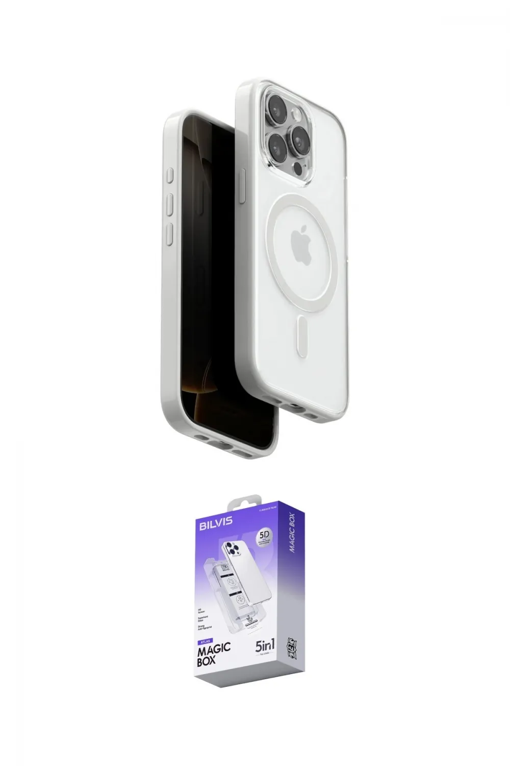 ieg™ iPhone 15 Pro Max Kılıf Pusula Form Serisi - Siyah Bilvis 5in1 3D Magic Cam Ekran Koruyucu