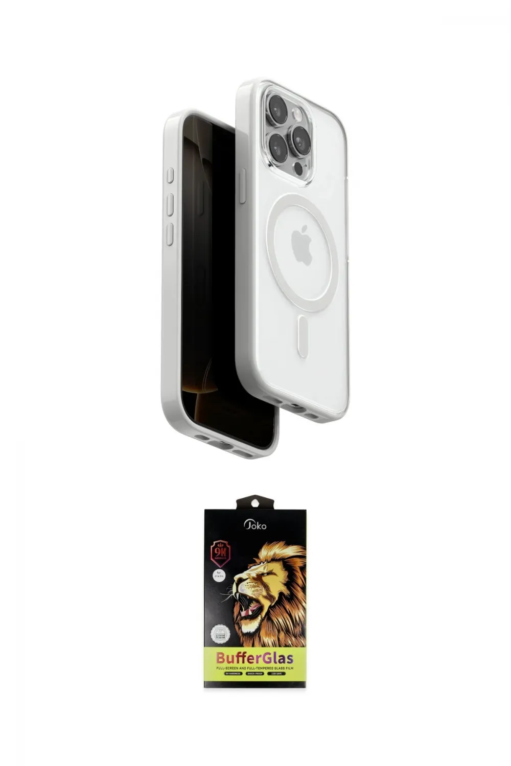 ieg™ iPhone 15 Pro Max Kılıf Pusula Form Serisi - Siyah Buffer Cam Ekran Koruyucu