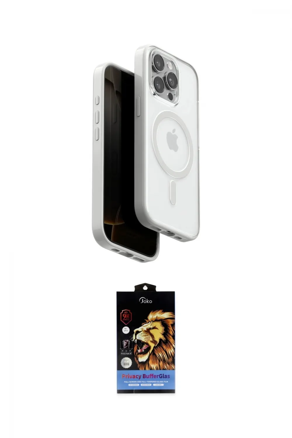 ieg™ iPhone 15 Pro Max Kılıf Pusula Form Serisi - Siyah Buffer Hayalet Cam Ekran Koruyucu