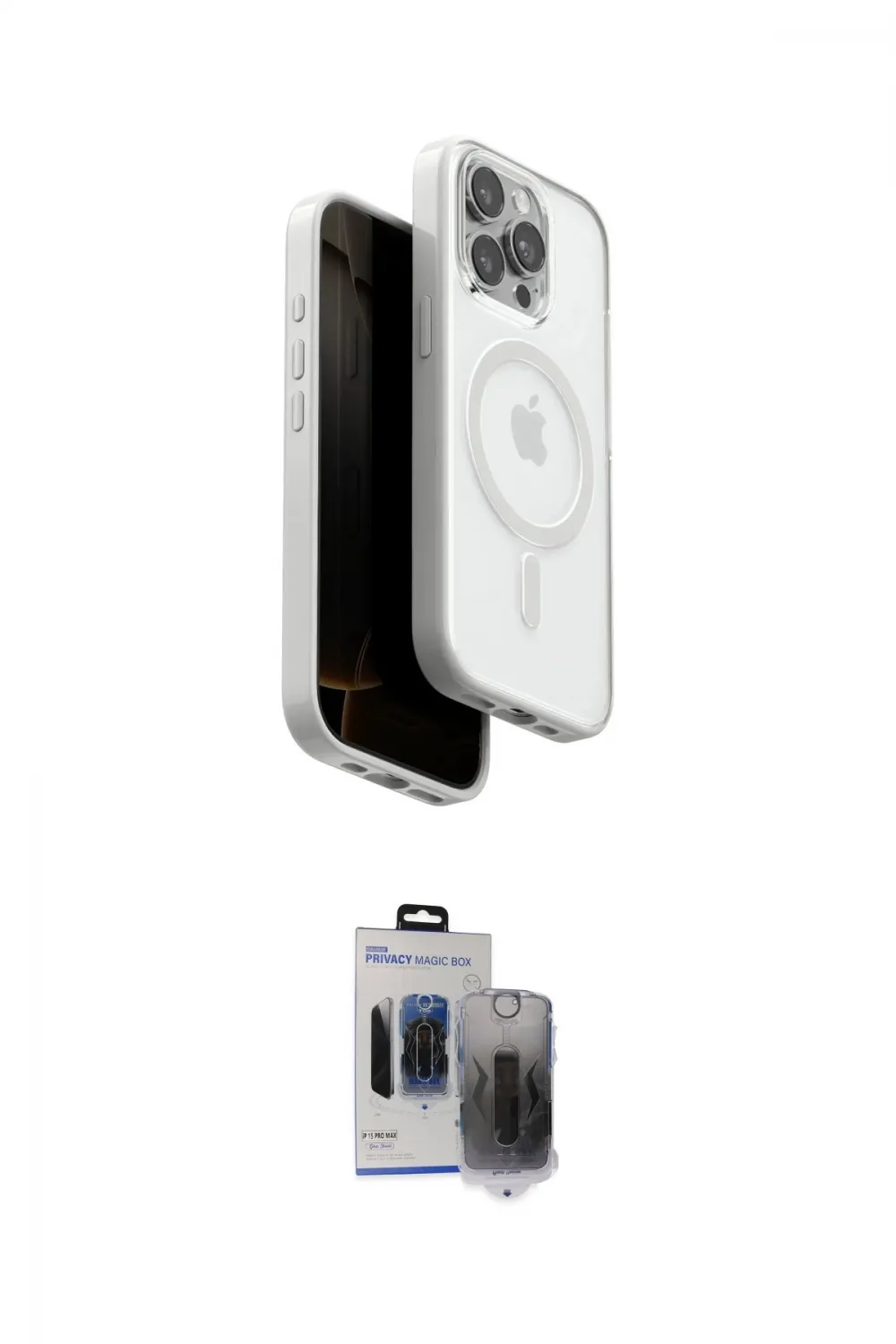 ieg™ iPhone 15 Pro Max Kılıf Pusula Form Serisi - Siyah Vanessa Magic Hayalet Cam