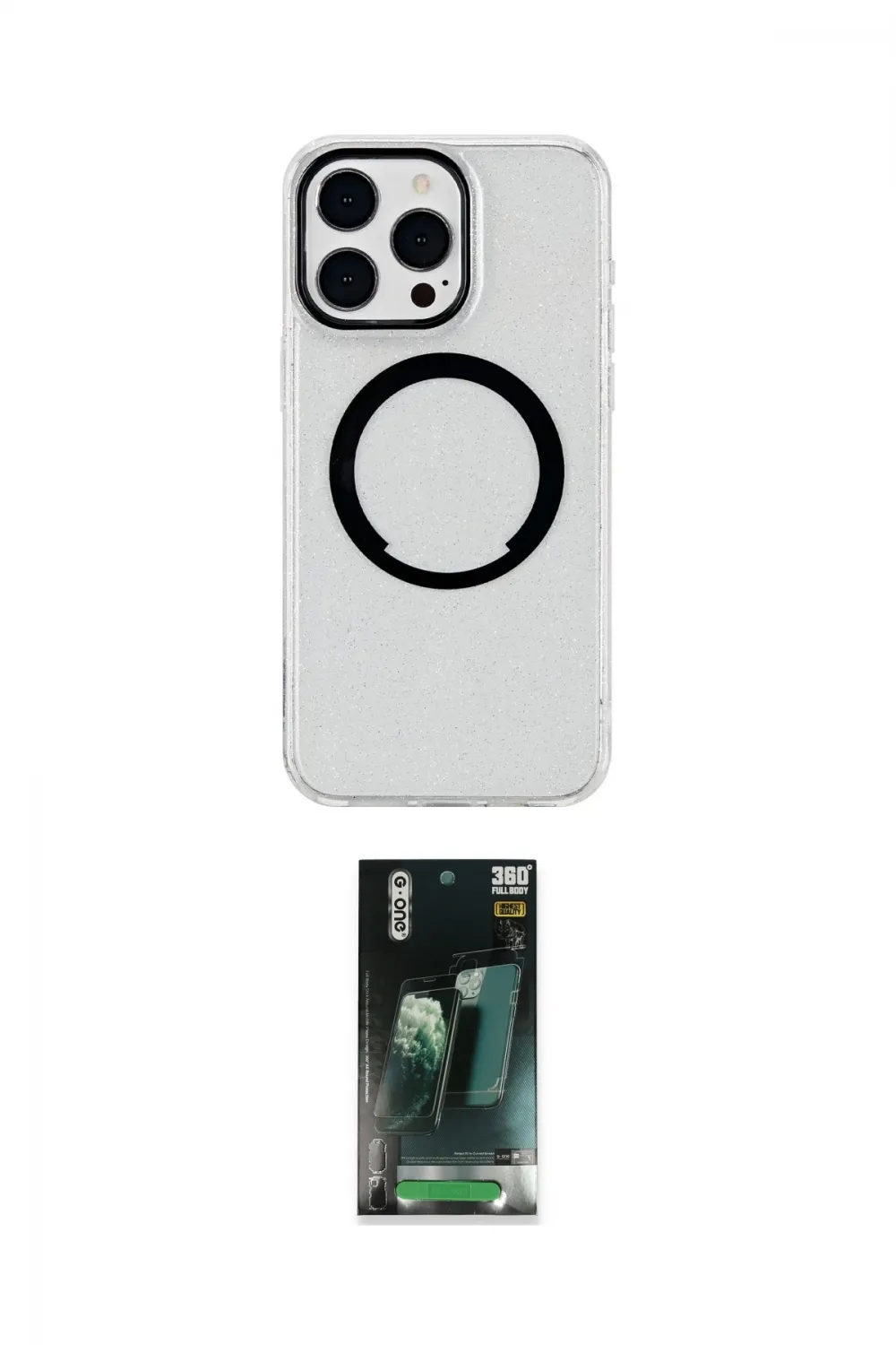 ieg™ iPhone 15 Pro Max Kılıf Pusula Form - Siyah 360 Mat Full Body Arka Koruyucu