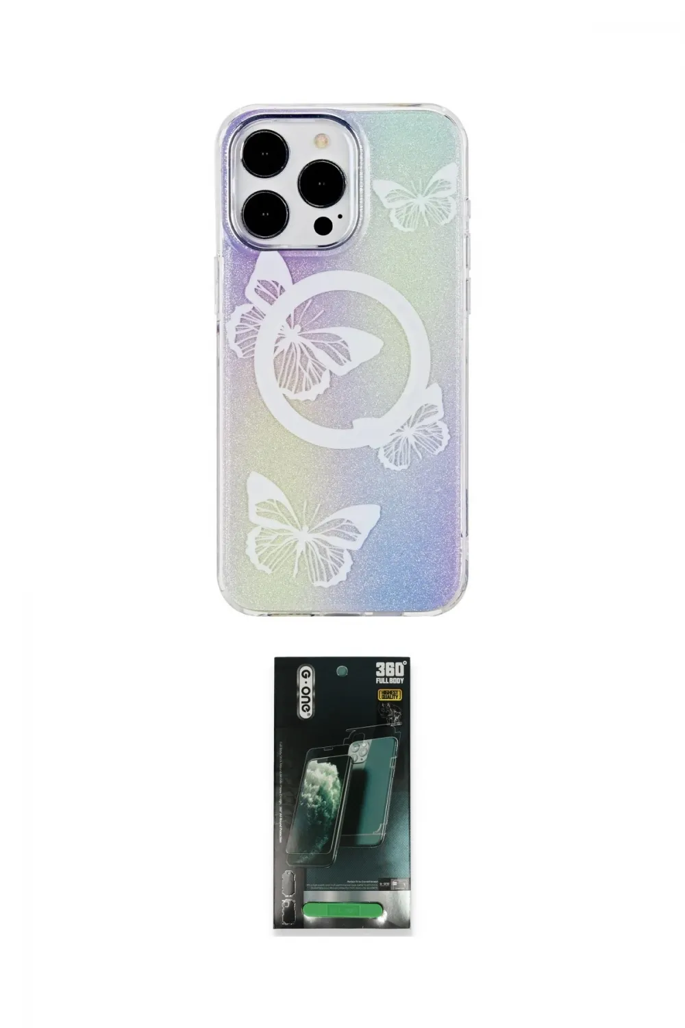 ieg™ iPhone 15 Pro Max Kılıf Pusula Form - Siyah 360 Mat Full Body Arka Koruyucu
