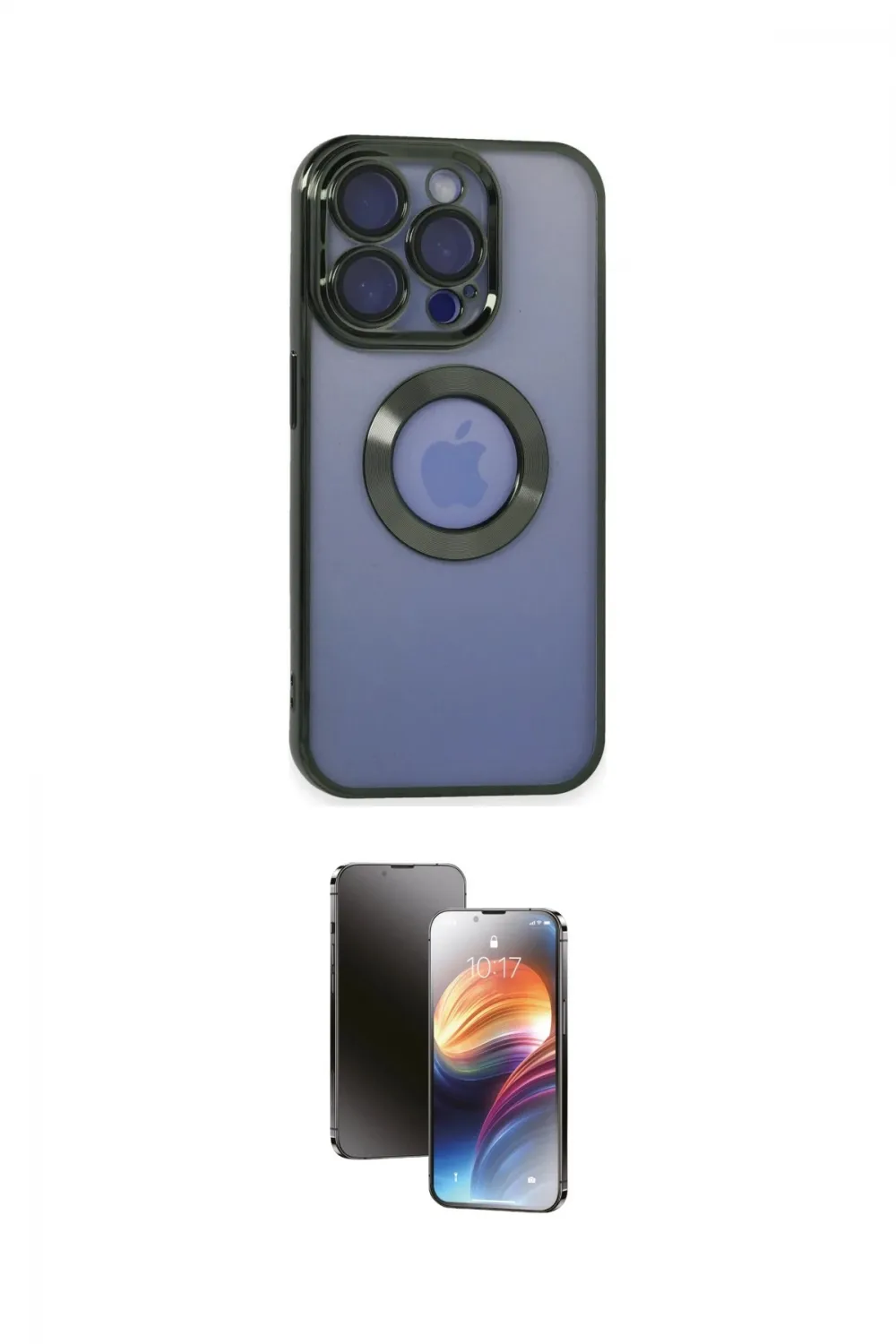 ieg™ iPhone 15 Pro Max Kılıf Pusula Form - Siyah 3D Antistatik Mat Seramik Nano Ekran Koruyucu