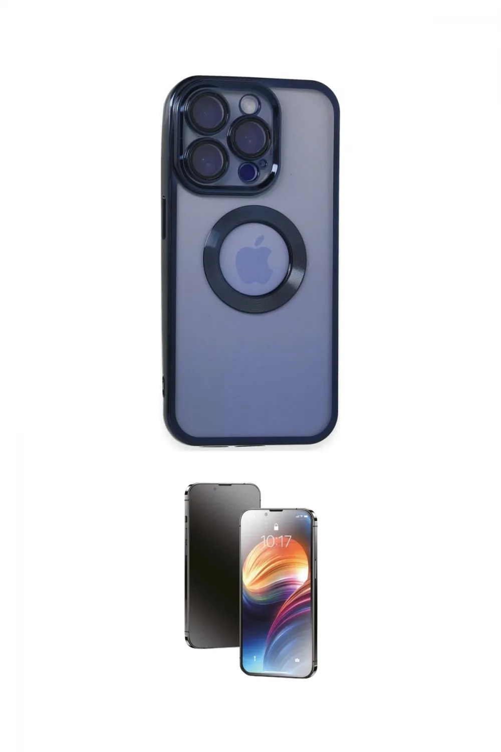 ieg™ iPhone 15 Pro Max Kılıf Pusula Form - Siyah 3D Antistatik Mat Seramik Nano Ekran Koruyucu