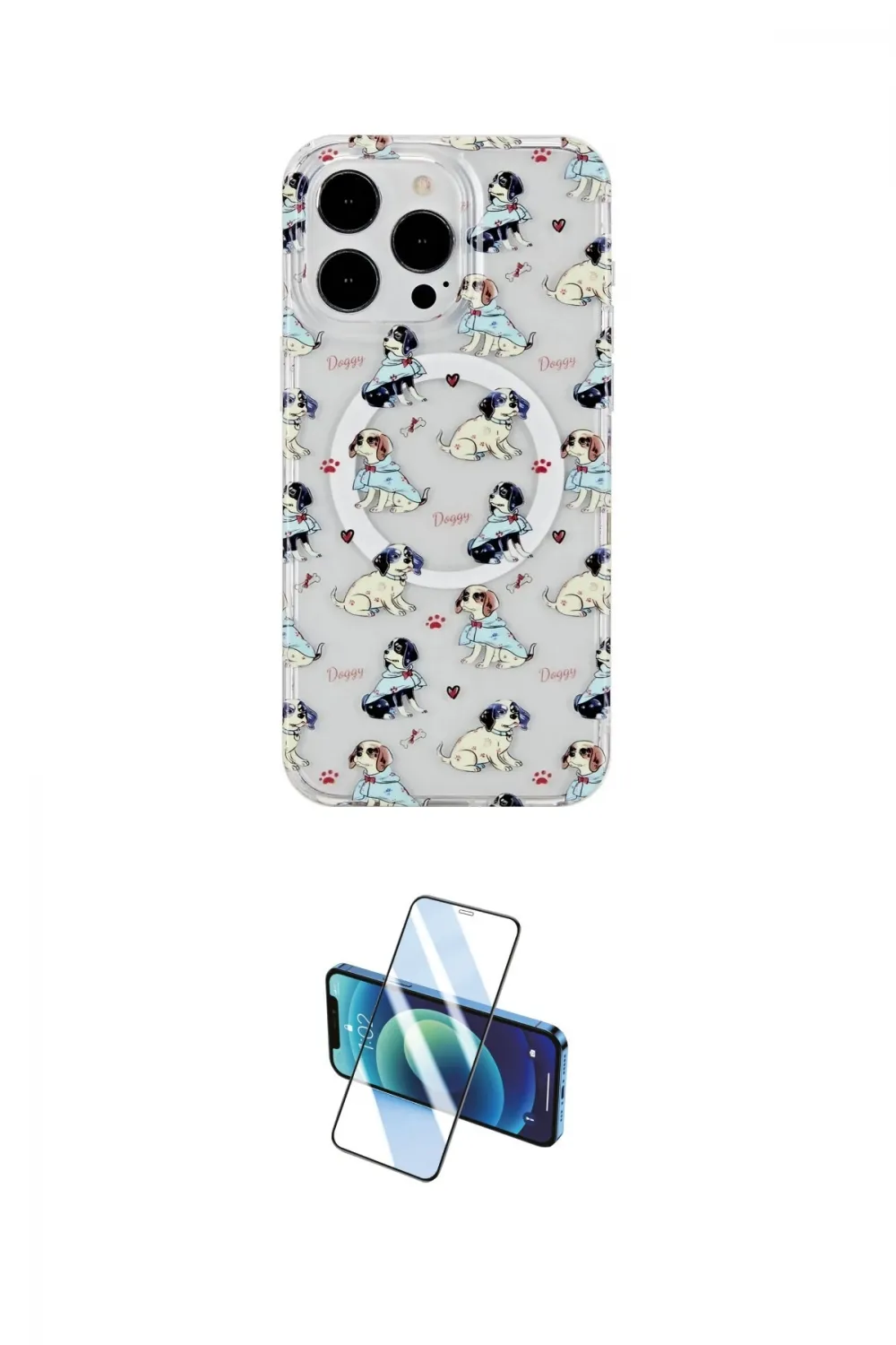 ieg™ iPhone 15 Pro Max Kılıf Pusula Form - Siyah 3D Antistatik Seramik Nano Ekran Koruyucu