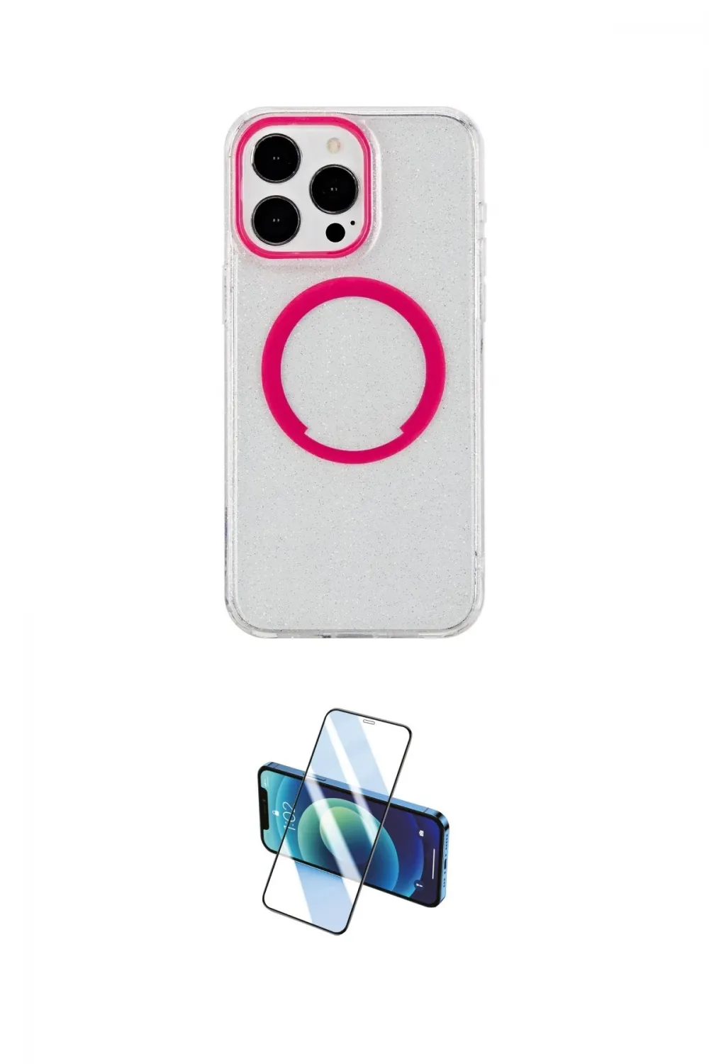 ieg™ iPhone 15 Pro Max Kılıf Pusula Form - Siyah 3D Antistatik Seramik Nano Ekran Koruyucu