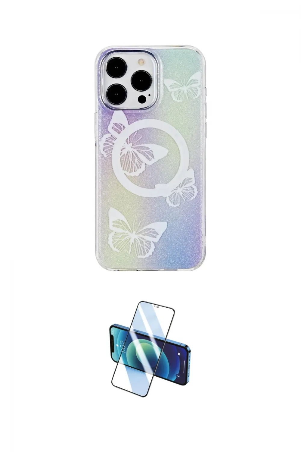 ieg™ iPhone 15 Pro Max Kılıf Pusula Form - Siyah 3D Antistatik Seramik Nano Ekran Koruyucu