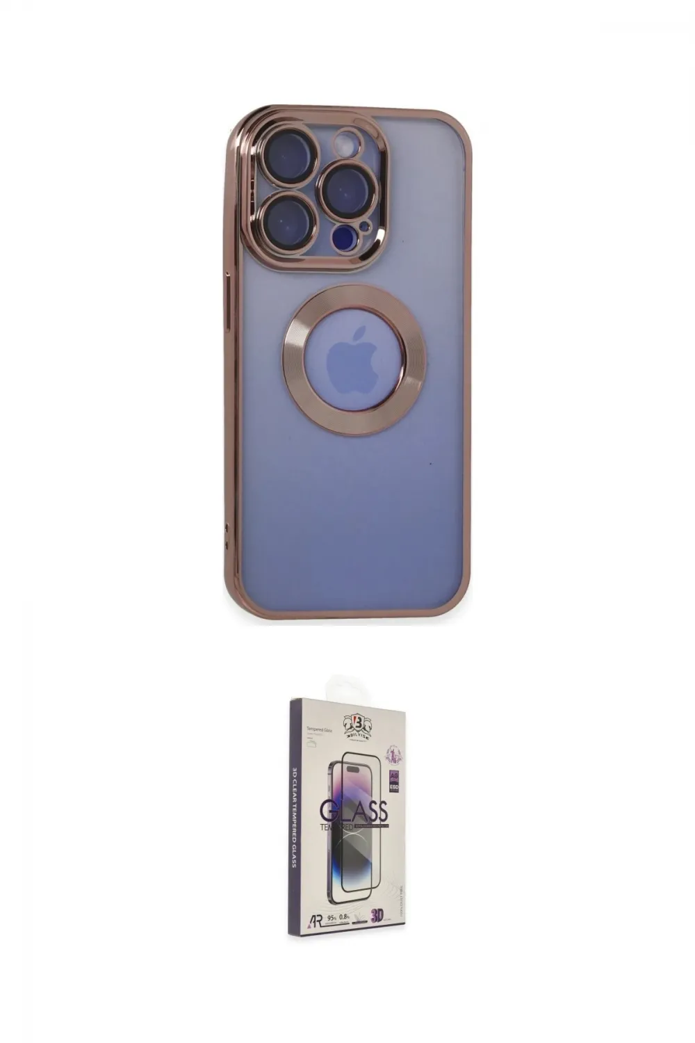 ieg™ iPhone 15 Pro Max Kılıf Pusula Form - Siyah Bilvis 3D Cam Ekran Koruyucu