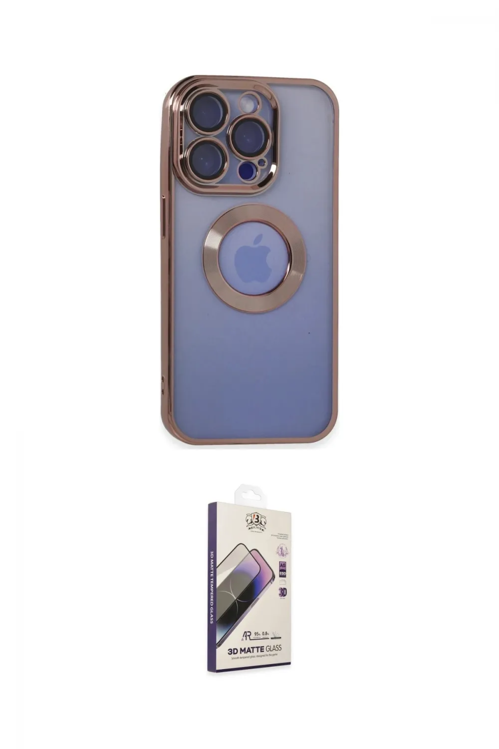 ieg™ iPhone 15 Pro Max Kılıf Pusula Form - Siyah Bilvis 3D Mat Cam Ekran Koruyucu