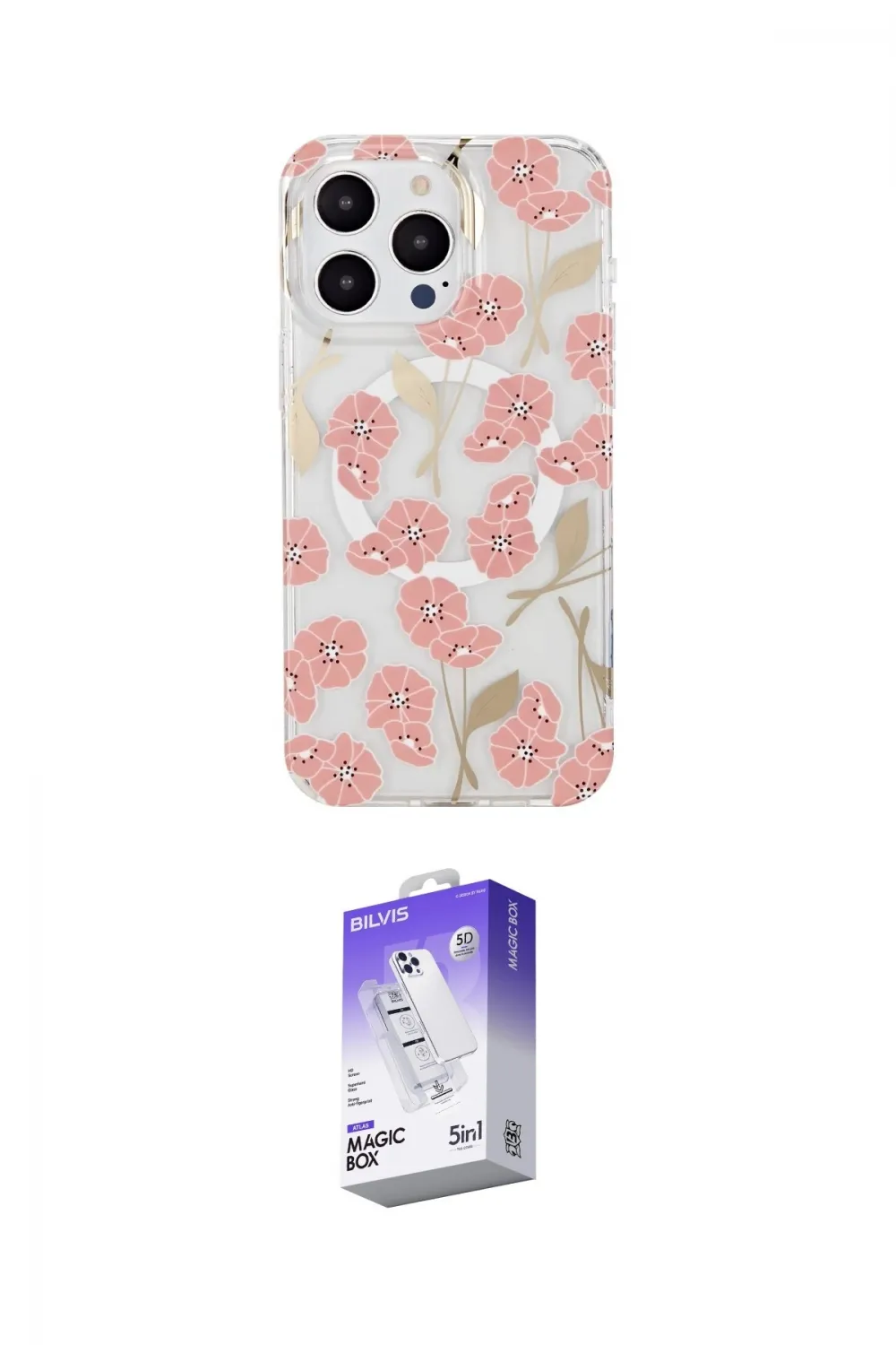 ieg™ iPhone 15 Pro Max Kılıf Pusula Form - Siyah Bilvis 5in1 3D Magic Cam Ekran Koruyucu