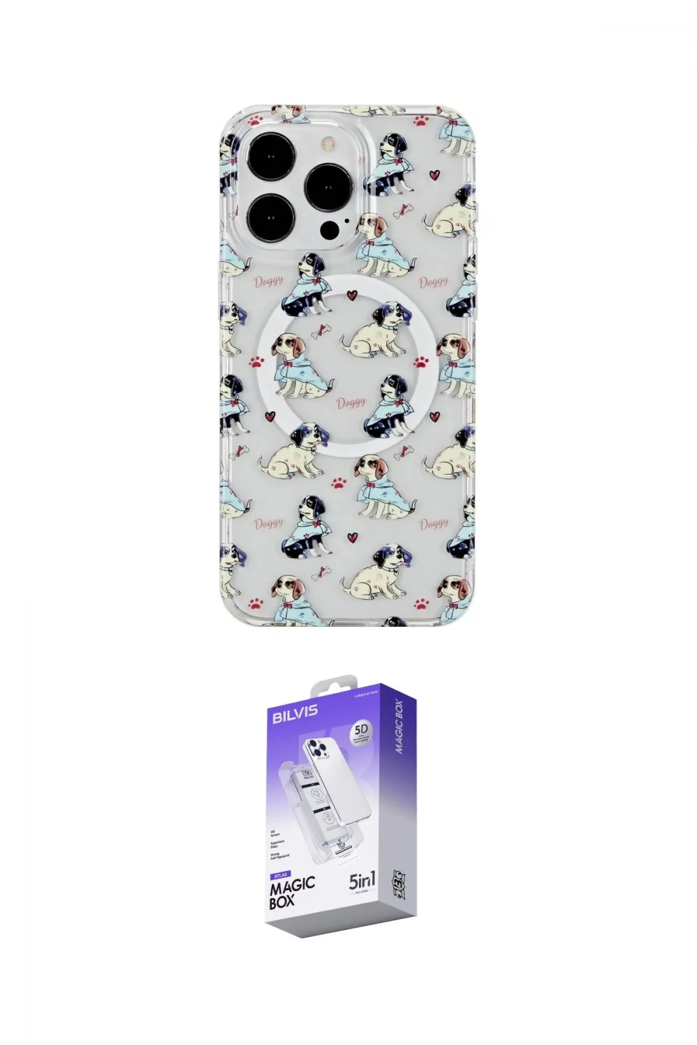 ieg™ iPhone 15 Pro Max Kılıf Pusula Form - Siyah Bilvis 5in1 3D Magic Cam Ekran Koruyucu
