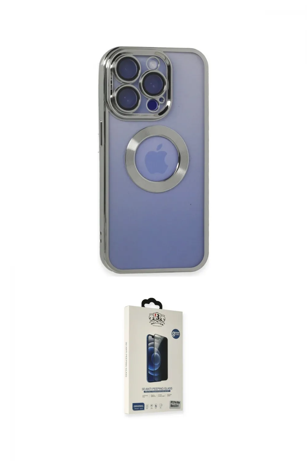 ieg™ iPhone 15 Pro Max Kılıf Pusula Form - Siyah Bilvis Hayalet Cam Ekran Koruyucu